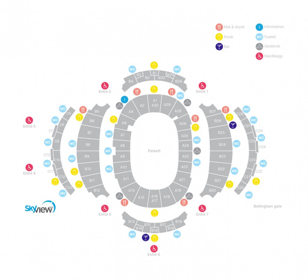 Mapa Ericsson Globe arene